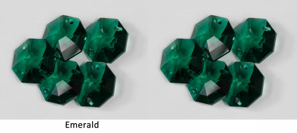 10 Stück Oktagon 14mm dunkelgrün / emerald 2 Loch – Swarovski® STRASS®