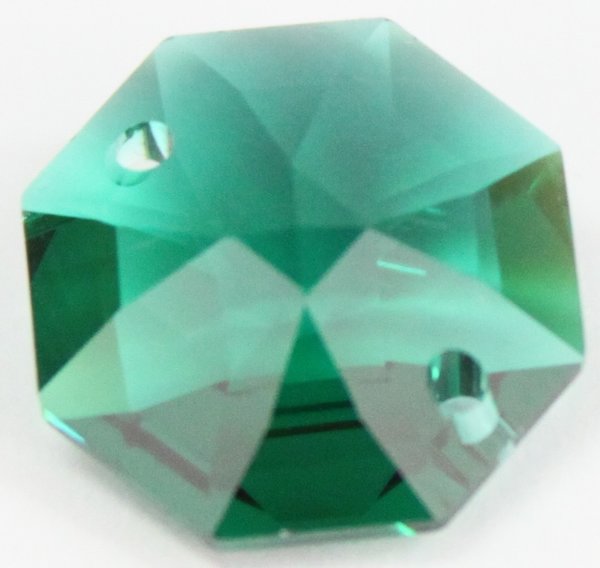10 Stück Oktagon 14mm dunkelgrün / emerald 1 Loch – Swarovski® STRASS®