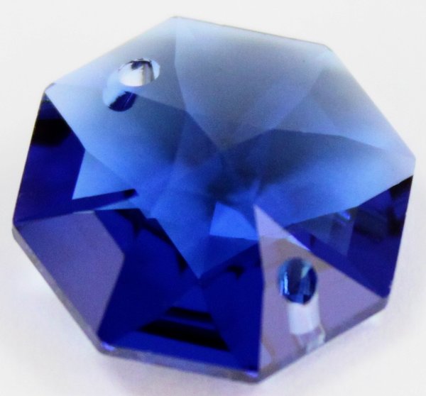 10 Stück Oktagon 14mm blau / dark sapphire 2 Loch – Swarovski® STRASS®