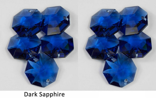 10 Stück Oktagon 14mm blau / dark sapphire 1 Loch – Swarovski® STRASS®