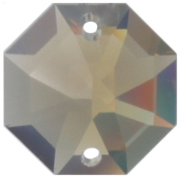 10 Stück Oktagon 14mm crystal grey / opal 2 Loch – Swarovski® STRASS®