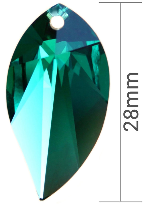 Swarovski® STRASS® Kristall Glas Blatt LEAF grün/ emerald 28mm