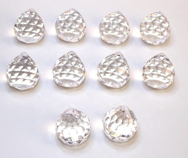 10 Stück Kristall Glas Kugel 30mm - facettiert - 30% PbO Bleikristall