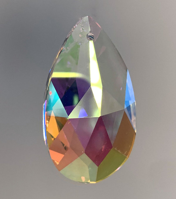 Kristall Glas Tropfen Facette AB Aurora Borealis 50mm - 30% PbO Bleikristall