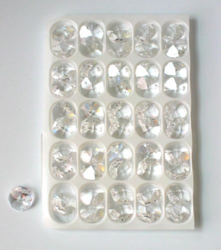 50 Stück Kristall Glas Oktagons 14mm 1-Loch 30% PbO Bleikristall