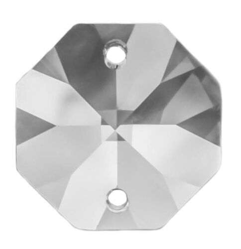 50 Stück Kristall Glas Oktagons 14mm 1-Loch 30% PbO Bleikristall