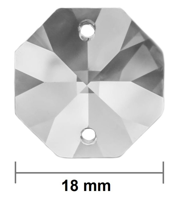 12 Stück Kristall Glas Oktagons 18mm 2-Loch 30% PbO Bleikristall