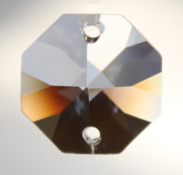 2x 1m Kristall Kette 14mm Oktagons 30% PbO Clips silberfarben