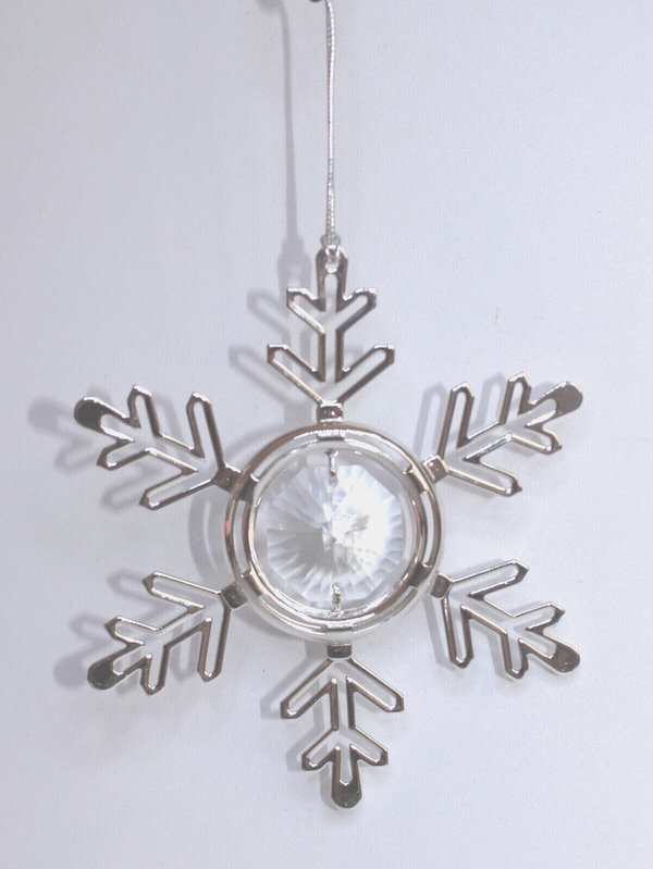 Weihnachtsbaumschmuck Schneeflocke silver plated mit Kristall Glas Octagons