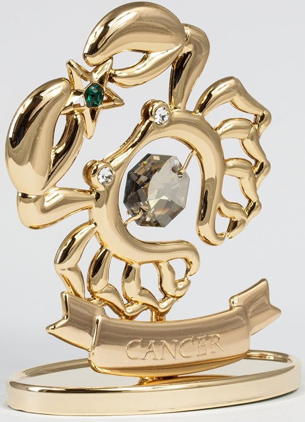 Deko Figur Krebs Cancer 24K Gold plated Sternzeichen mit Kristall Glas Octagons