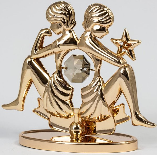 Deko Figur Zwilling Gemini 24K Gold plated MADE WITH SWAROVSKI ELEMENTS Sternzeichen