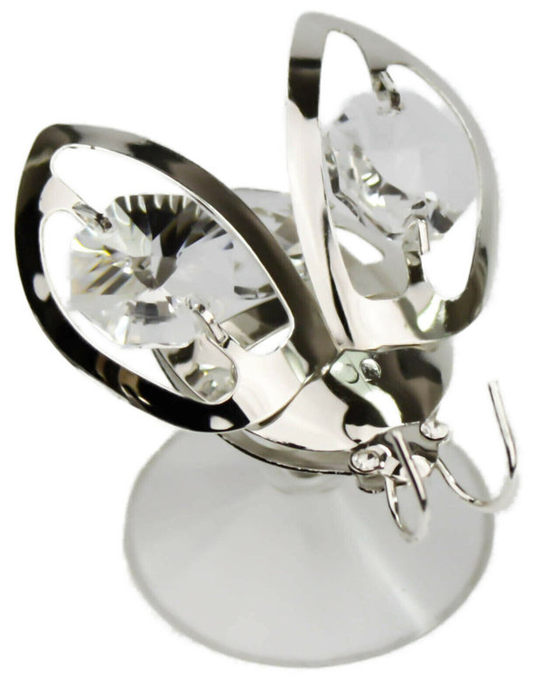 Deko Figur Maikäfer silver plated mit Saugnapf mit Kristall Glas Octagons