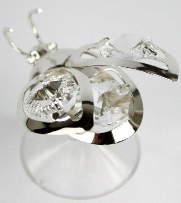 Deko Figur Maikäfer silver plated mit Saugnapf mit Kristall Glas Octagons