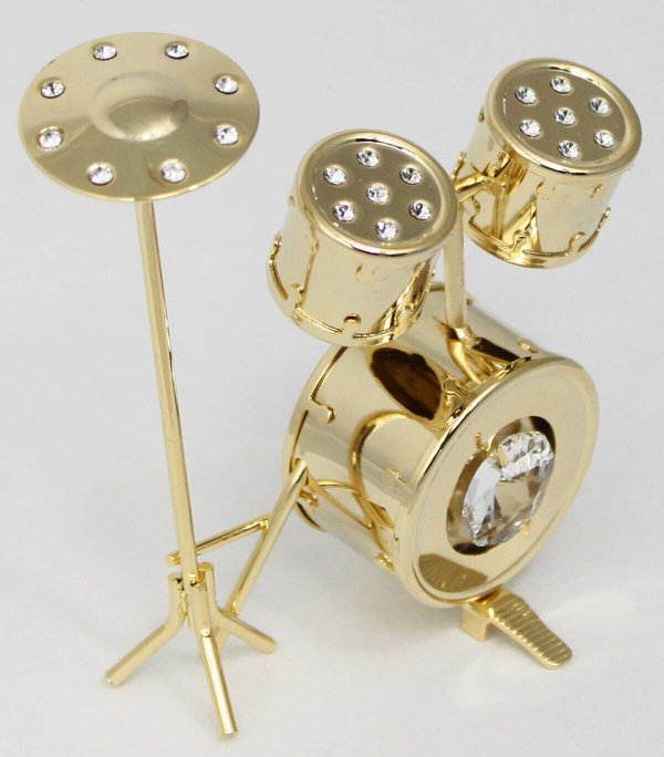 Deko Figur Schlagzeug 24K gold plated mit Kristall Glas Octagons