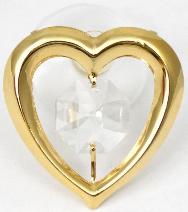 Deko Figur kleines Herz 24K Gold plated mit Kristall Glas Octagons