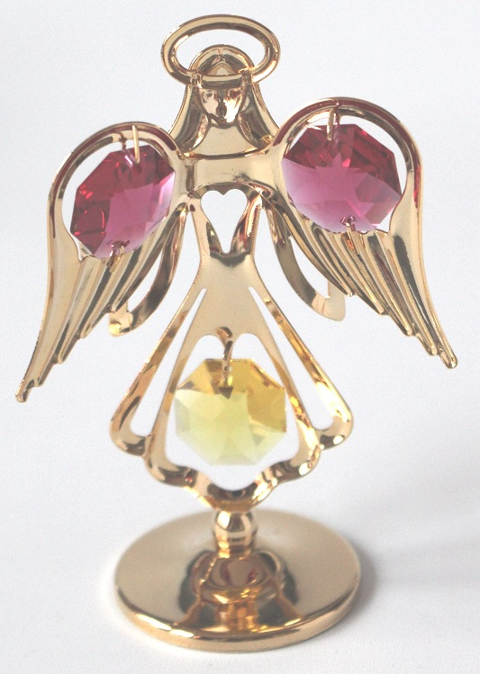 Deko Figur Engel Tischdeko 24k gold plated mit Kristall Glas Octagons