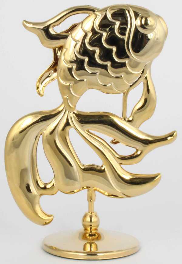 Deko Figur Fisch Koi 24k gold plated mit Kristall Glas Octagons