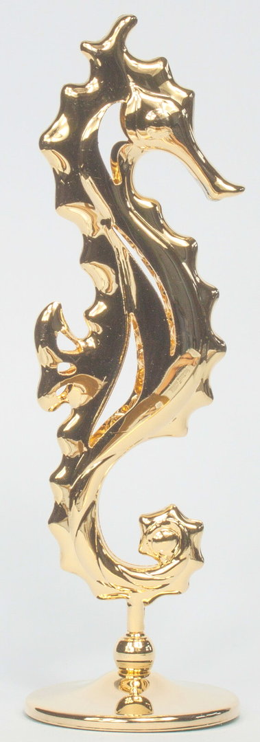 Deko Figur Seepferd 24k gold plated mit Kristall Glas Octagons