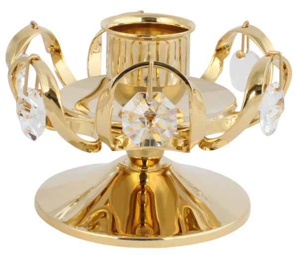 Deko Kerzenständer 24K Gold plated mit Kristall Glas Octagons