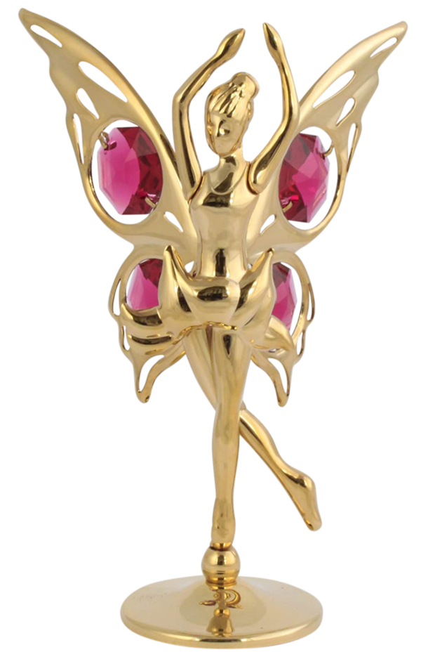 Deko Figur Elfe tanzend  rot 24k gold plated mit Kristall Glas Octagons