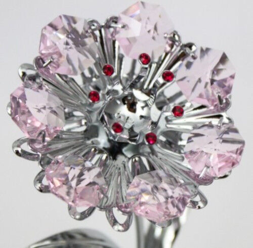 Deko Sonnenblume silberfarben mit Kristall Glas Octagons rosaline
