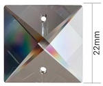 1x Kristallglas quadrat Prismen 22mm 2-Loch - SPECTRA® Crystal Swarovski®