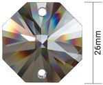 4 Stück Kristallglas Oktagons 26mm (2 Loch) - SPECTRA® Crystal Swarovski®