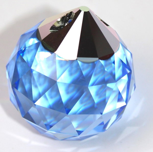 Kristallglas Kugel med. sapphire 40mm – breite Facette Spitze beschichtet- Swarovski® STRASS®