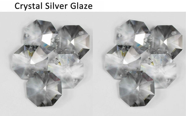10 Stück Oktagon 14mm crystal silver glaze 1 Loch – Swarovski® STRASS®