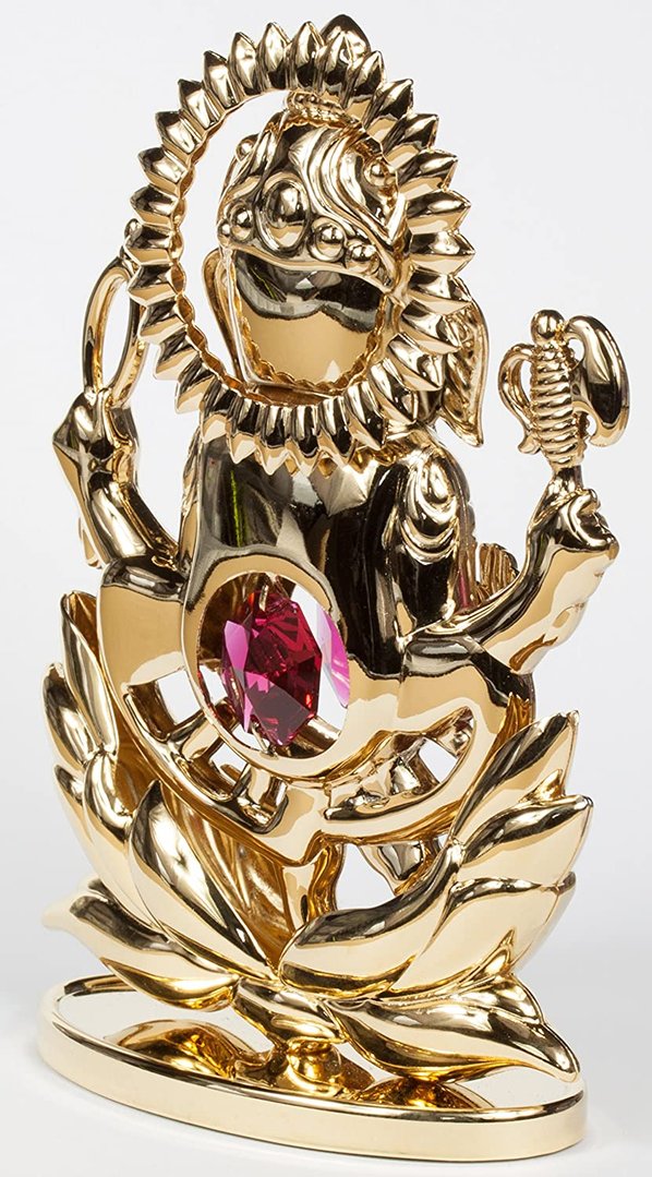 Deko Figur Ganesha 24K Gold plated mit Kristall Glas Octagons