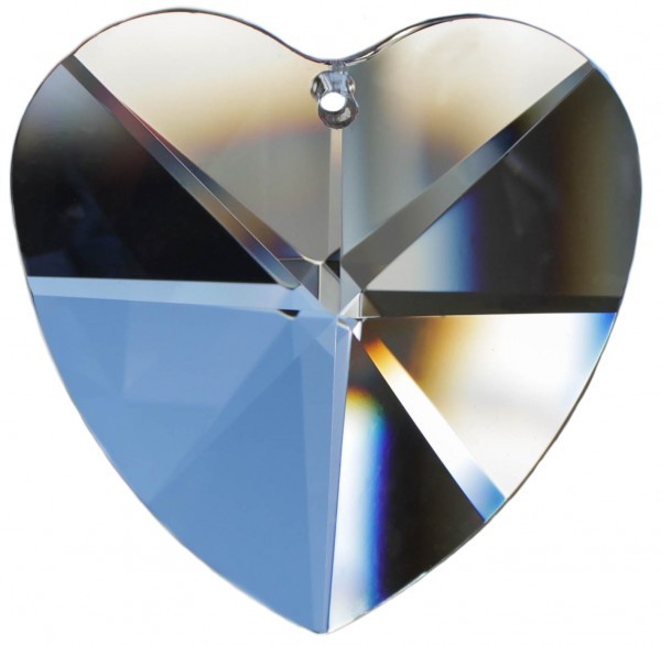 Kristall Glas Herz 40mm mit 3 runden 14mm Oktagons 30% PbO Bleikristall