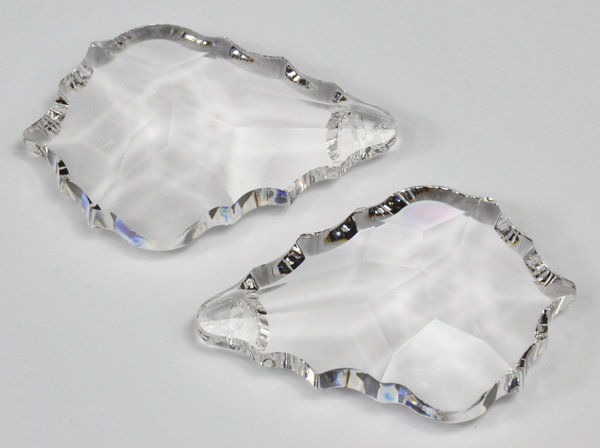6 Stück Kristall Glas Tropfen Barock 50mm + octagon 14mm 30% PbO Bleikristall