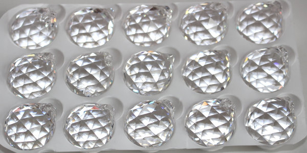15x Kristall Glas Kugel 20mm - facettiert - 30% PbO Bleikristall