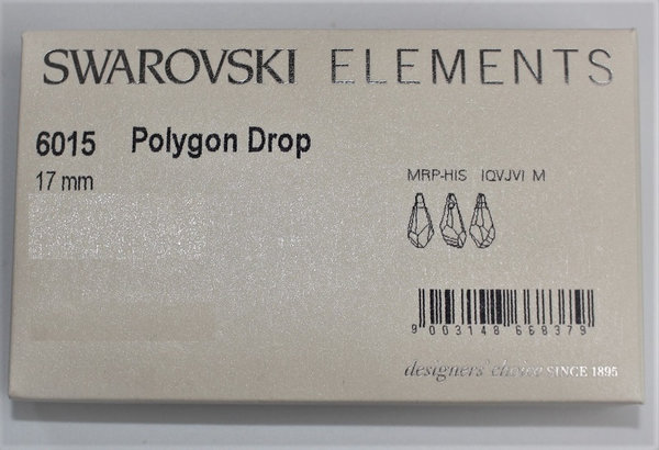 4x Swarovski® ELEMENTS® Pendant Schmuck Anhänger Polygon Drop 17mm aquamarin