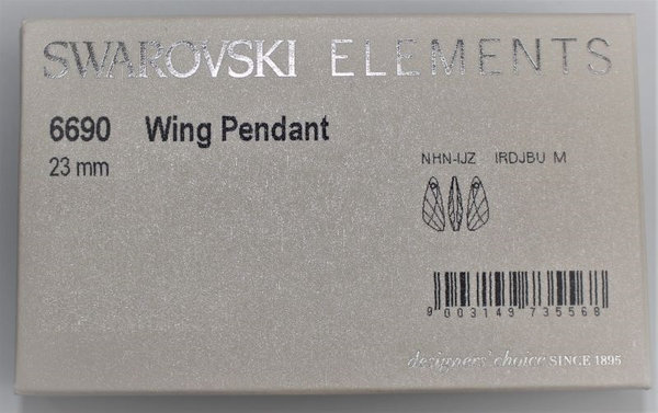 2x Swarovski® ELEMENTS® Pendant Schmuck Anhänger Wing 23mm light peridot