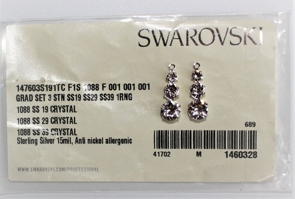 Paar Swarovski® Schmuck Anhänger 3er Set Sterling Silver crystal clear