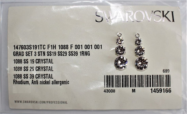 Paar Swarovski® Schmuck Anhänger 3er Set Rhodium crystal clear