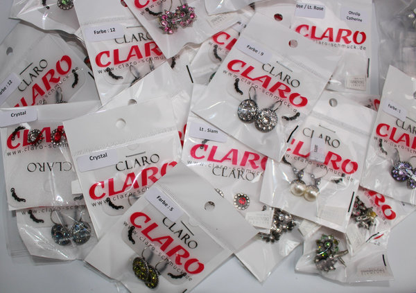 53 Paar Ohrringe Ohrhänger Modeschmuck Claro Premium Kristalle AT versilbert
